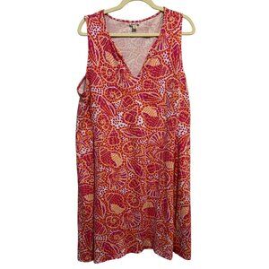 Hatley Womens Sleeveless V-Neck Seashell Print Dress XL Pink Orange Lightweight